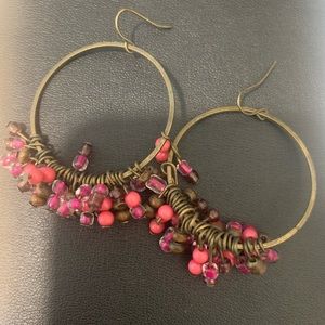 Dangle hoop earrings with accent beads
